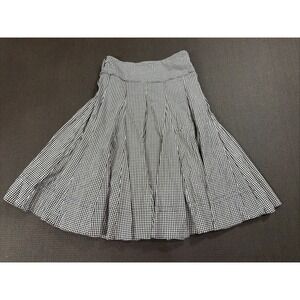 Debbie Shuchat Skirt Womens 6 Black White Pleated Lined Side Zip Career Preppy